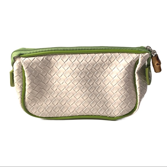 NEW! Eminence Woven Basket Weave Style Faux Leather Makeup Bag Cosmetic Case - Picture 2 of 4